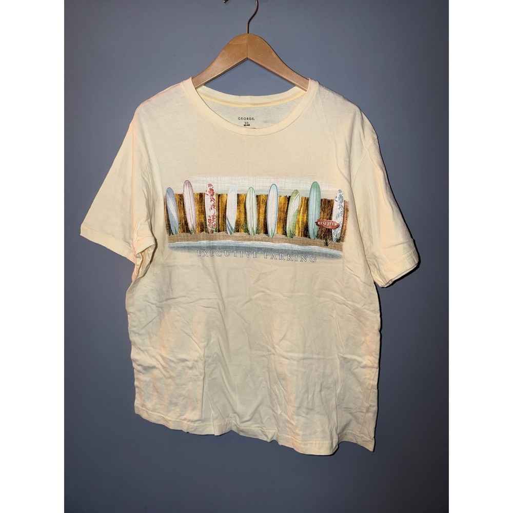 George‎ Mens Surfboard Executive Parking Graphic T-Shirt Yellow Large